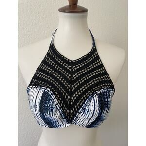 Raisins Swim Bikini Top High Neck Crochet Print Swimwear Beach Summer